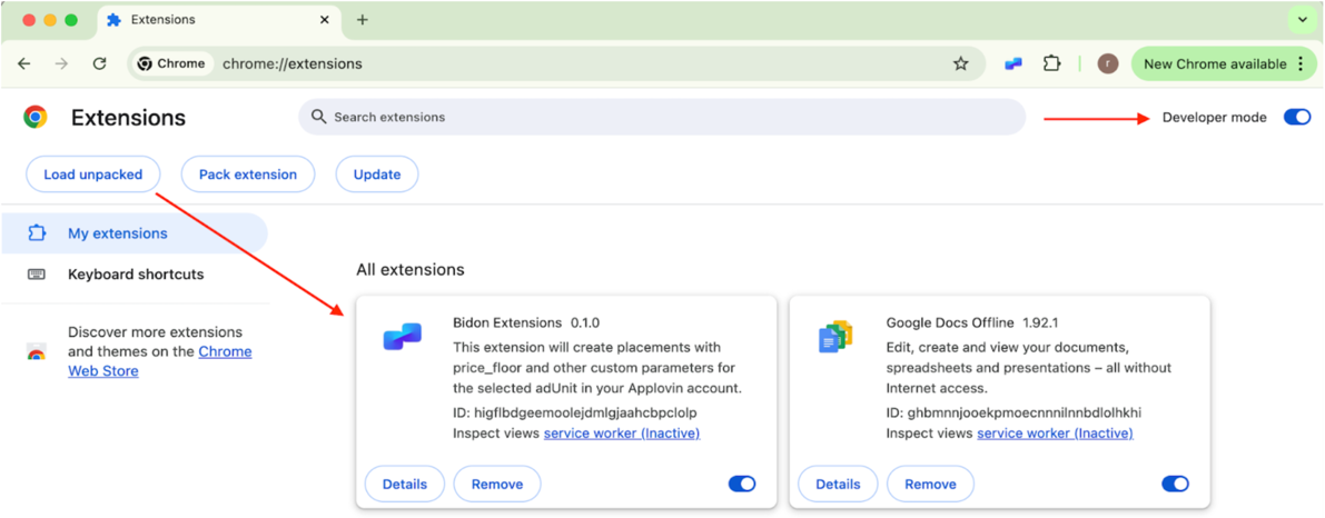 Install the Bidon Extension in Chrome.