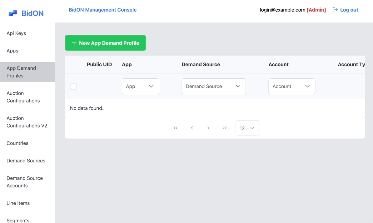 BidMachine App Demand Profile Creation